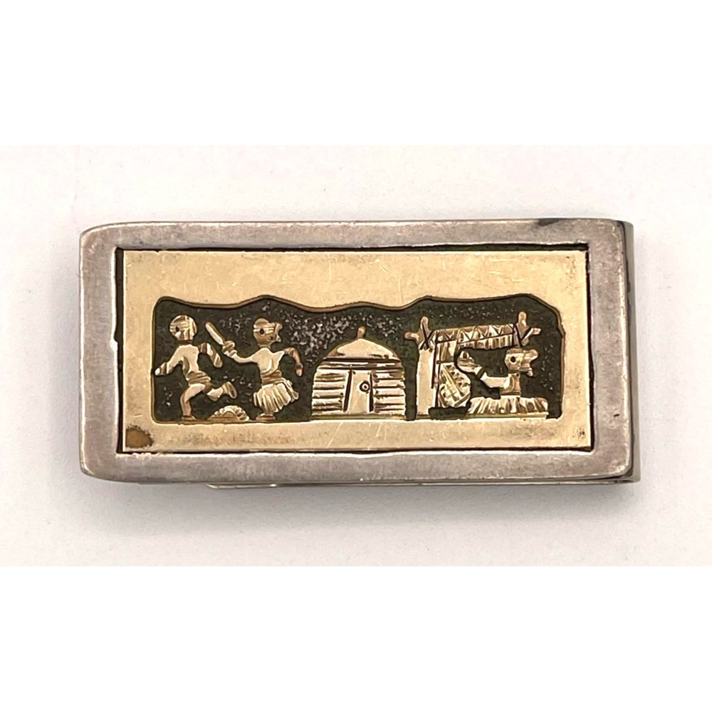 Tom Sue Kee TSK Sterling 12K GF Storyteller Native American Money Clip